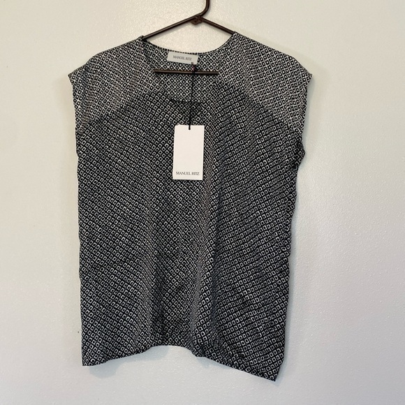 Manuel Ritz sleeveless blk and white ombre’ made in Italy shirt med - Picture 1 of 9